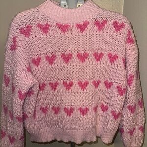 Major Label Group Pink Heart Pattern Sweater